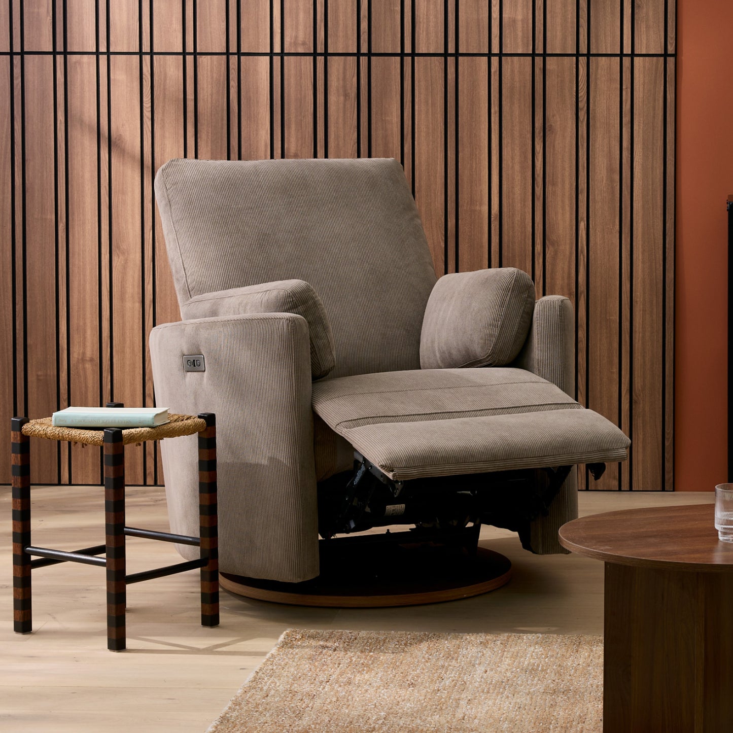 Lola Electric Recliner Glider Nursery Chair in Mocha Corduroy