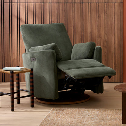 Lola Electric Recliner Glider Nursery Chair in Olive Corduroy