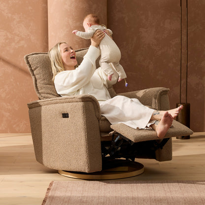 Louie Electric Recliner Glider Nursery Chair in Mocha Teddy
