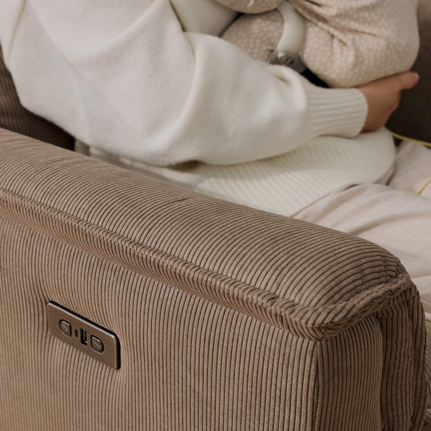 Louie Electric Recliner Glider Nursery Chair in Mocha Corduroy
