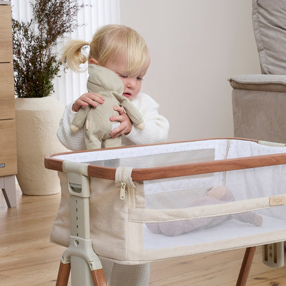 Mini CoZee Breeze Plus Toy Bassinet in Scandi Walnut & Ecru
