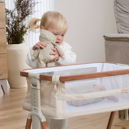 Mini CoZee Breeze Plus Toy Crib in Scandi Walnut & Ecru