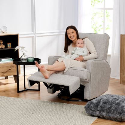Quinn Electric Recliner Glider Chair with USB in Pure Grey