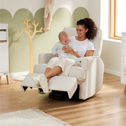 Quinn Electric Recliner Glider Chair with USB in Eggshell