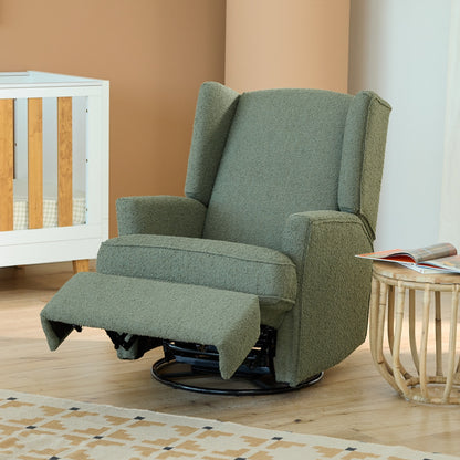 Chelsea Recliner Glider Chair in Olive Bouclé