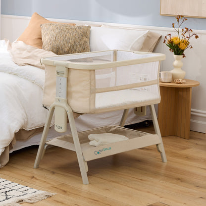 CoZee Breeze Lite Co-sleeping Bassinet in Whitewash Ash and Mushroom