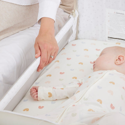 CoZee Breeze Plus Co-Sleeping Bassinet with Rocking Legs in Scandi Walnut and Ecru