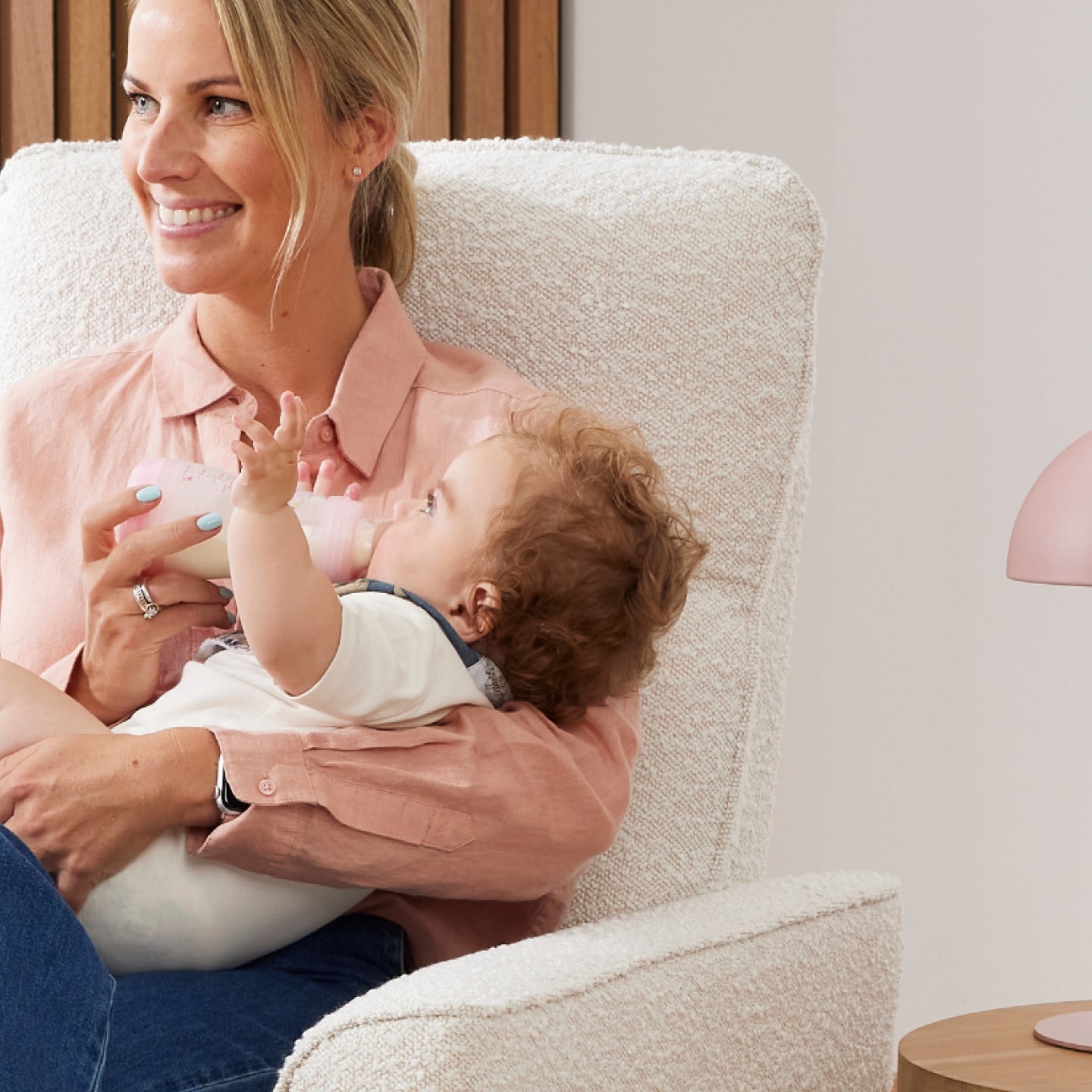 Felix Recliner Glider Nursery Chair in Vanilla Bouclé