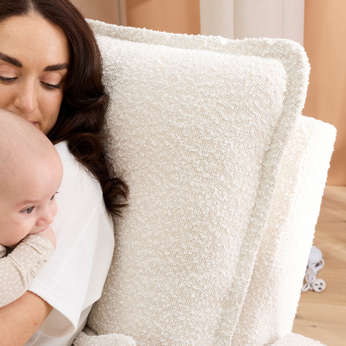 Frankie Electric Recliner Glider Nursery Chair in Vanilla Bouclé