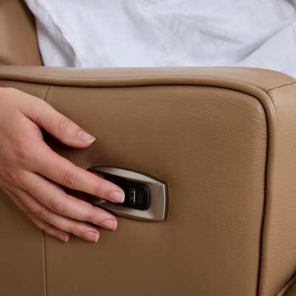 Leo Electric Recliner Glider Chair with USB in Palomino Leather