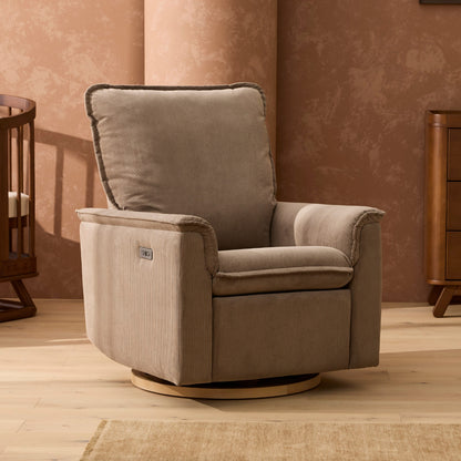 Louie Electric Recliner Glider Nursery Chair in Mocha Corduroy