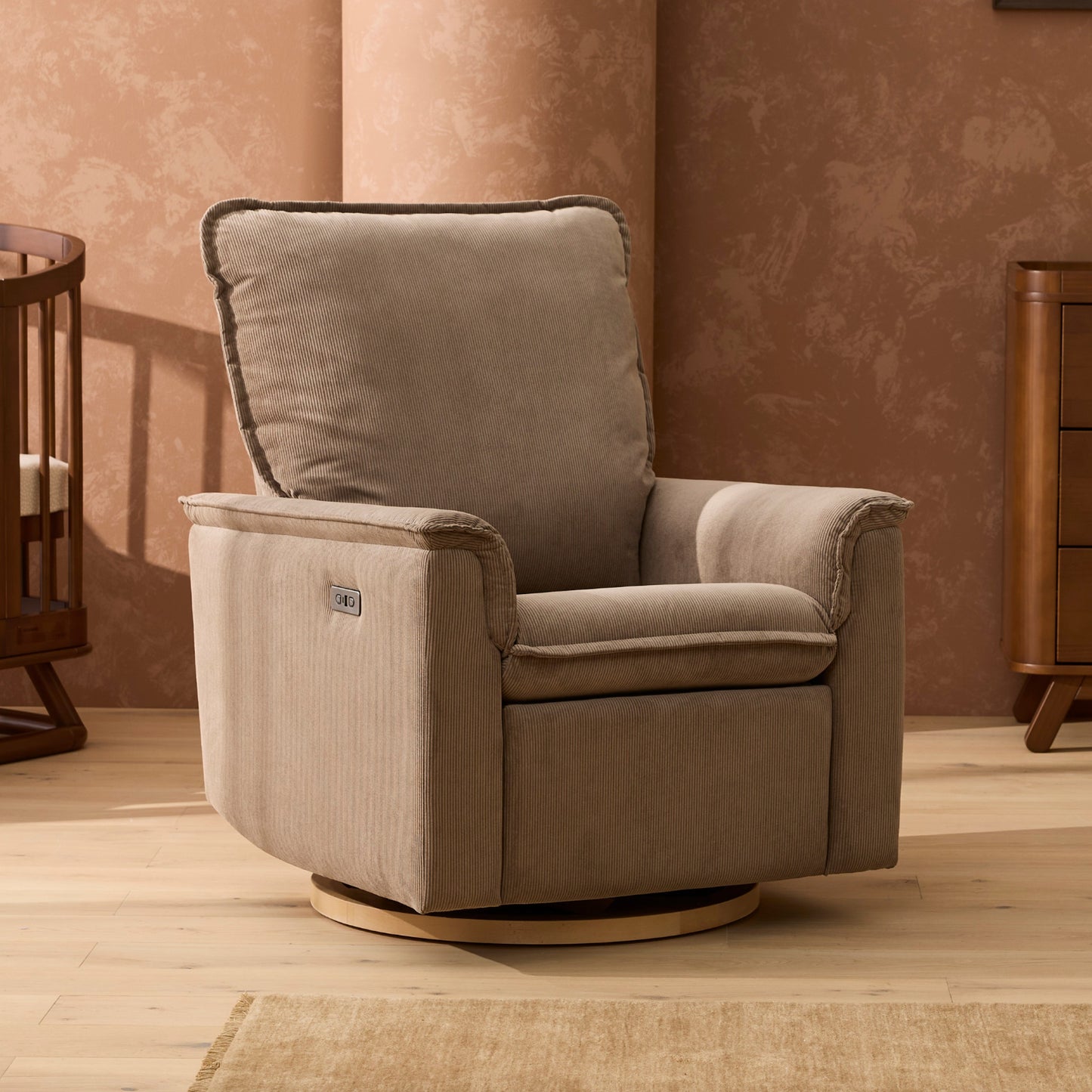 Louie Electric Recliner Glider Nursery Chair in Mocha Corduroy