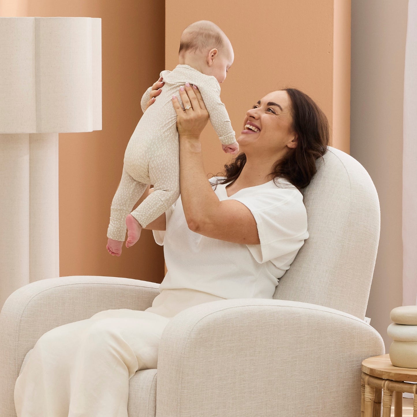 Maya Recliner Glider Nursery Chair in Eggshell