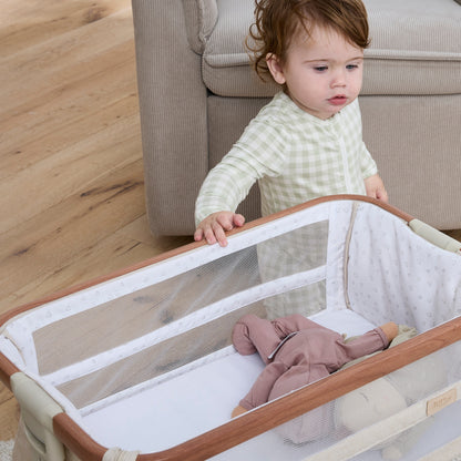 Mini CoZee Breeze Plus Toy Bassinet in Scandi Walnut & Ecru