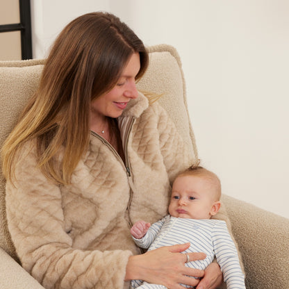 Louie Electric Recliner Glider Nursery Chair in Taupe Teddy