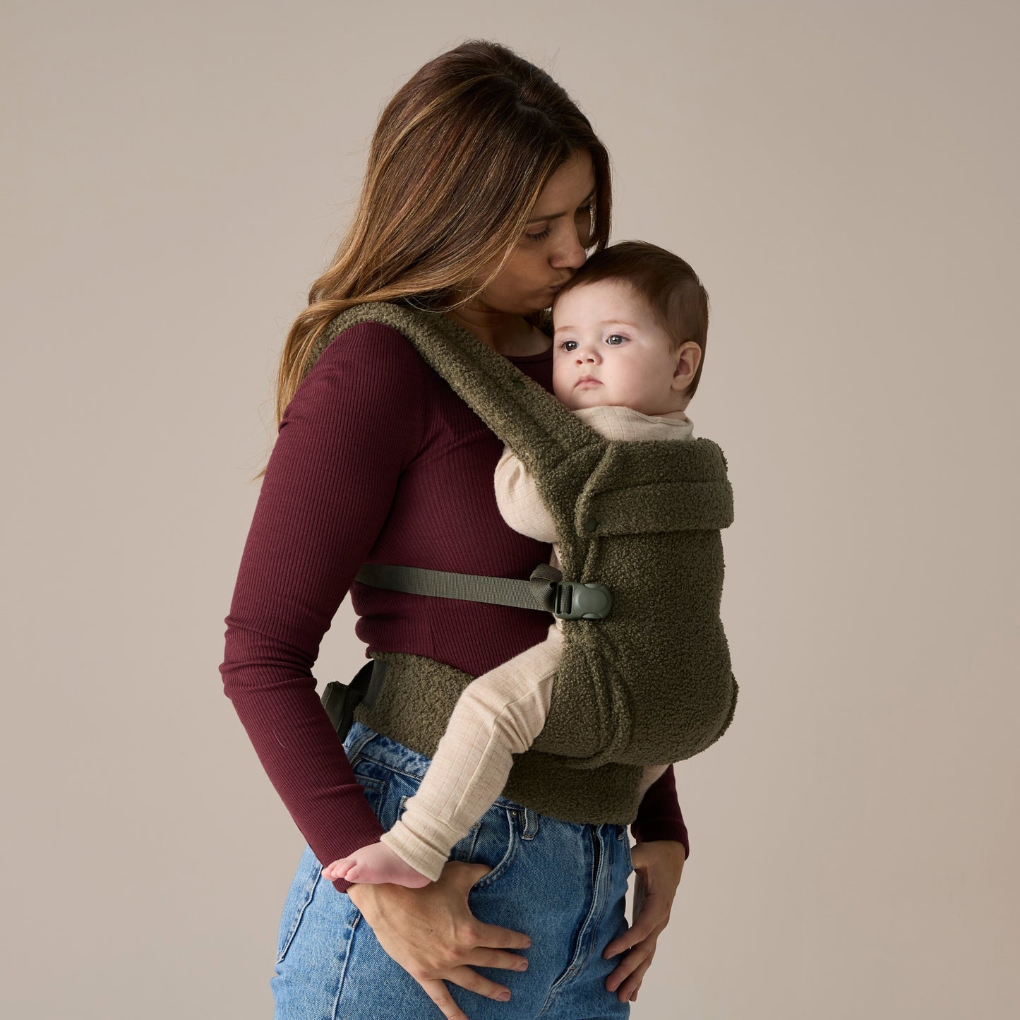Boba Auri Baby Carrier in Olive Teddy Fleece