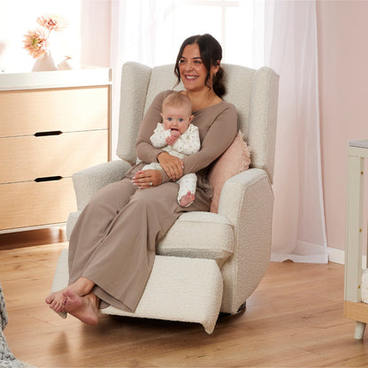 Chelsea Electric Recliner Glider Chair with USB in Vanilla Bouclé