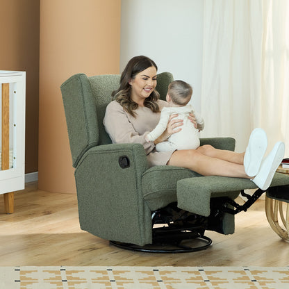 Chelsea Recliner Glider Chair in Olive Bouclé