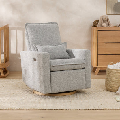 Frankie Electric Recliner Glider Nursery Chair in Grey Speckle Soft Tweed