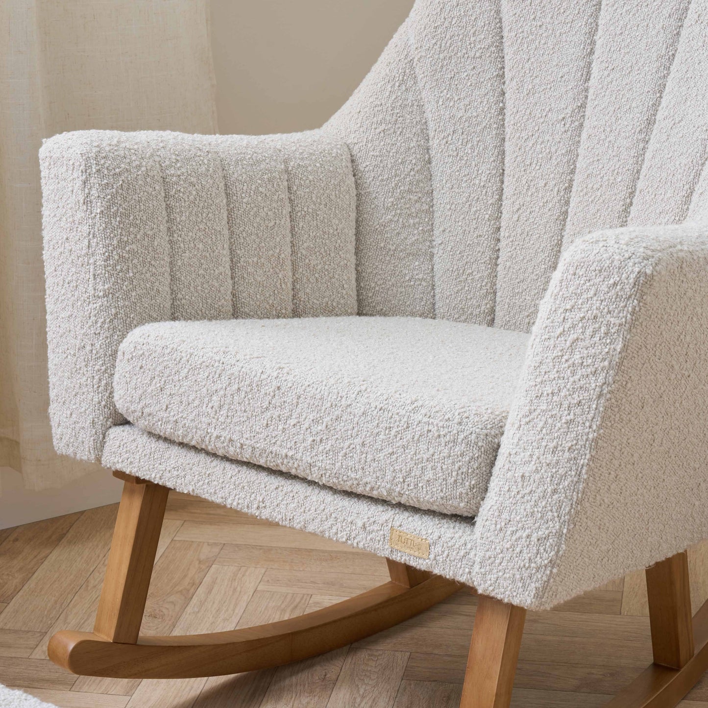 Jonah Rocking Chair & Foot Stool in Mushroom Boucle