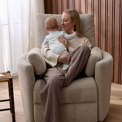 Lola Electric Recliner Glider Nursery Chair in Taupe Corduroy