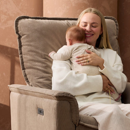 Louie Electric Recliner Glider Nursery Chair in Mocha Corduroy
