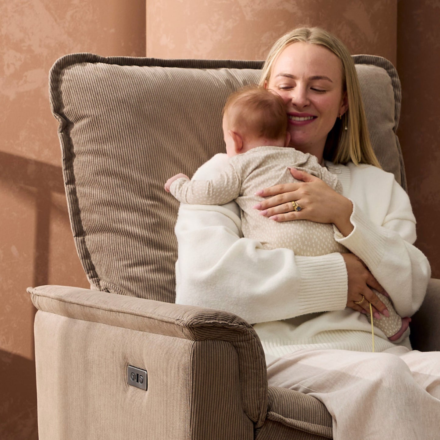 Louie Electric Recliner Glider Nursery Chair in Mocha Corduroy