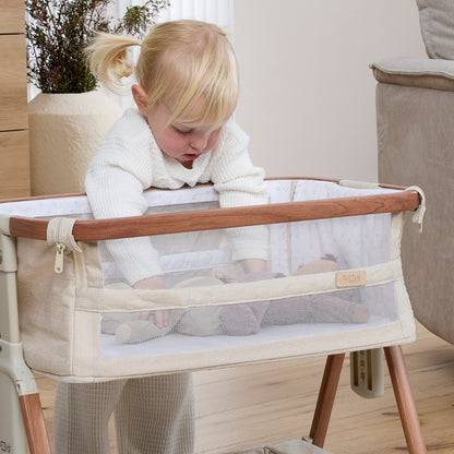 Mini CoZee Breeze Plus Toy Bassinet in Scandi Walnut & Ecru