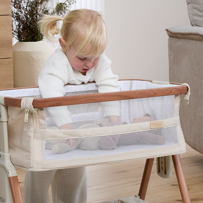 Mini CoZee Breeze Plus Toy Crib in Scandi Walnut & Ecru