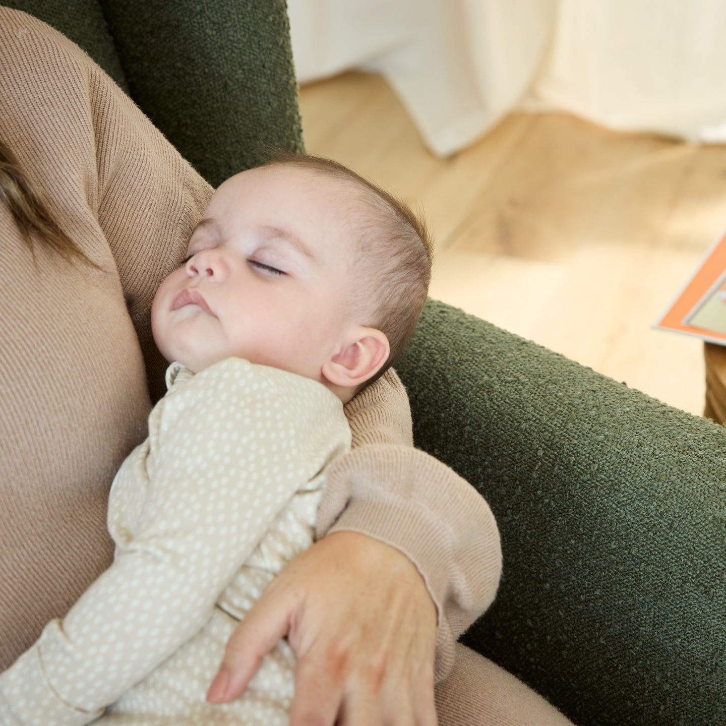 Chelsea Recliner Glider Chair in Olive Bouclé