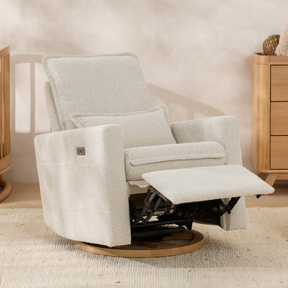 Frankie Electric Recliner Glider Nursery Chair in Light Beige Soft Tweed