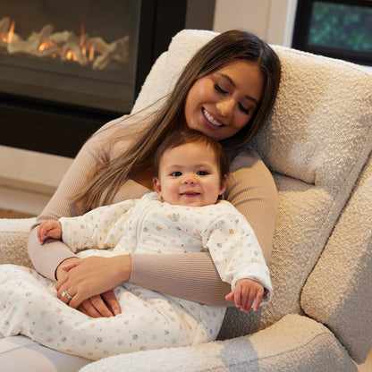 Henry Electric Recliner Glider Chair with USB in Vanilla Bouclé