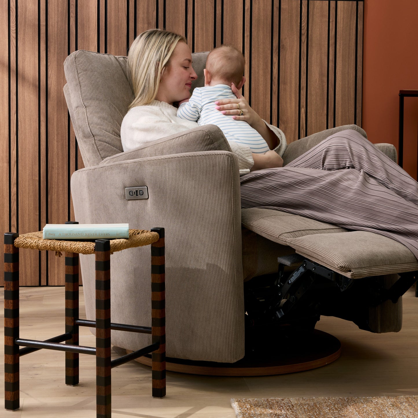 Lola Electric Recliner Glider Nursery Chair in Mocha Corduroy