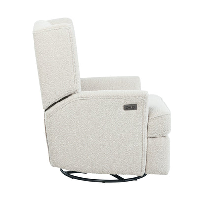 Chelsea Electric Recliner Glider Chair with USB in Vanilla Bouclé