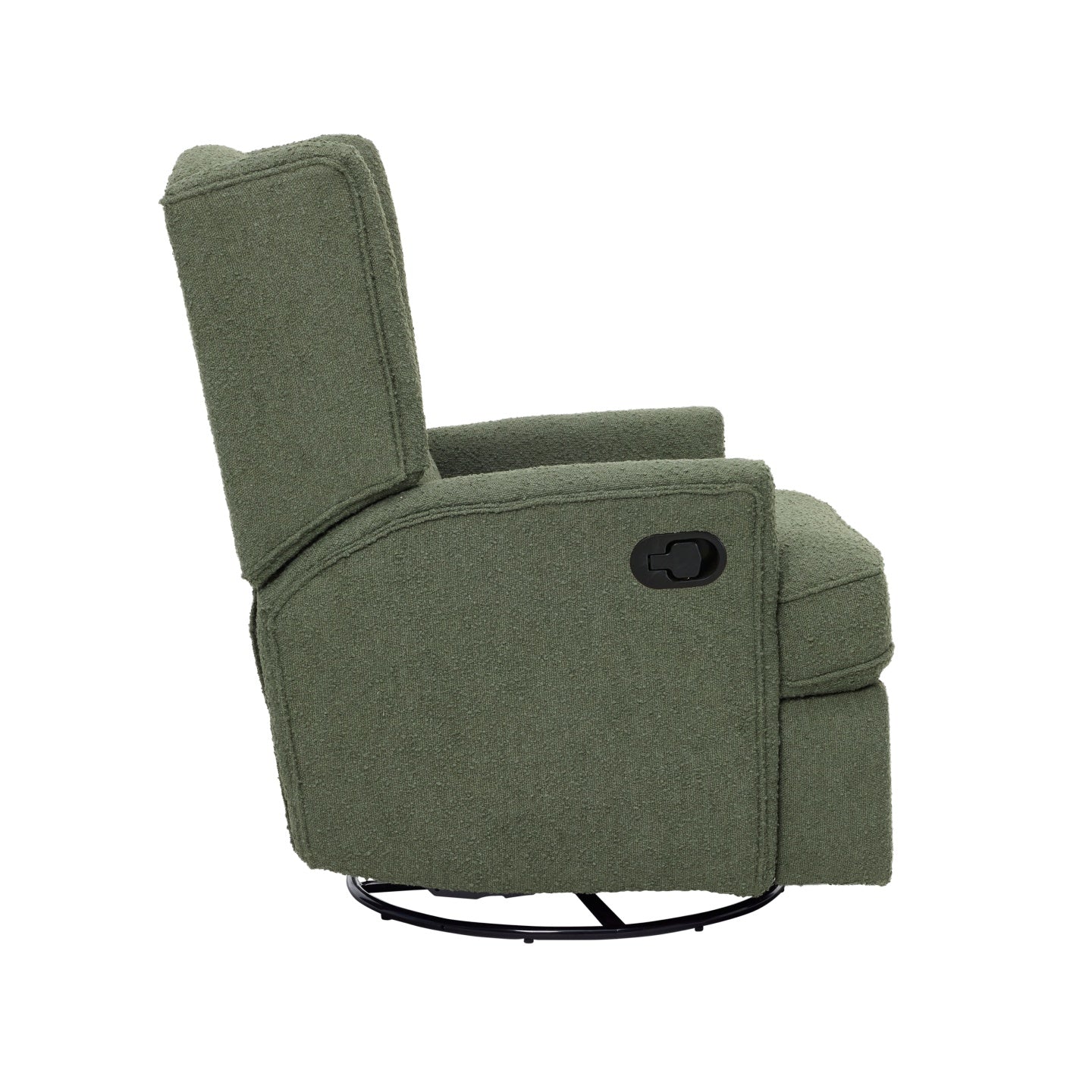 Chelsea Recliner Glider Chair in Olive Bouclé