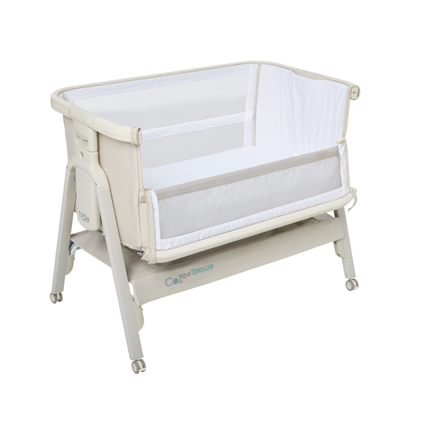 CoZee Breeze Lite Co-sleeping Bassinet in Whitewash Ash and Mushroom