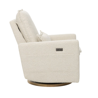 Frankie Electric Recliner Glider Nursery Chair in Light Beige Soft Tweed