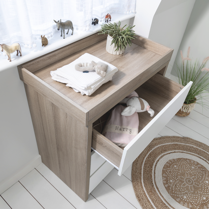 Modena Cot with Chest & Removable Changer in Oak White