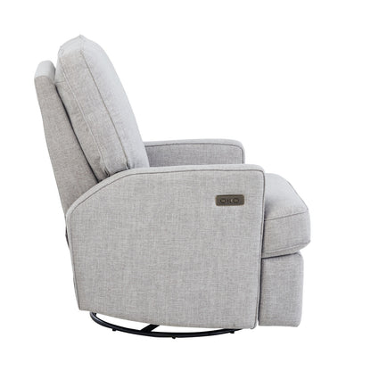 Quinn Electric Recliner Glider Chair with USB in Pure Grey