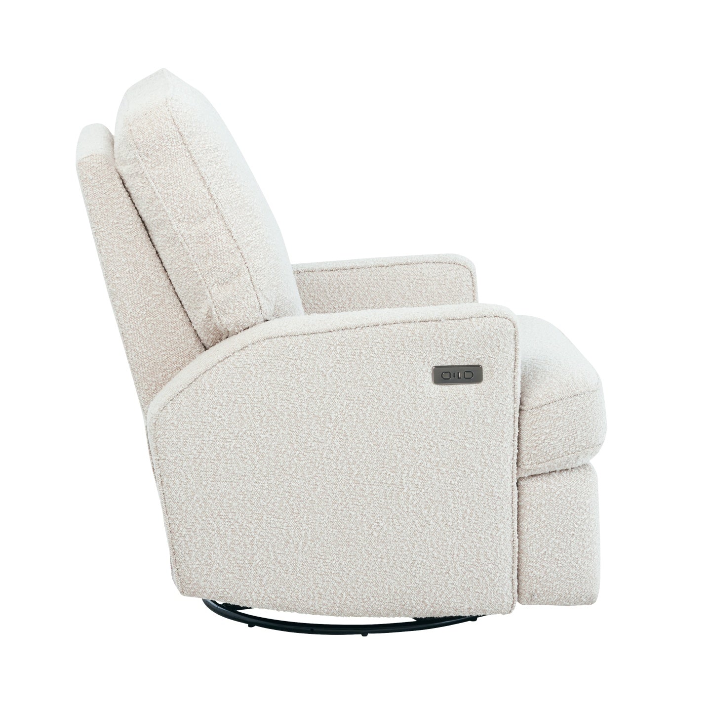Quinn Electric Recliner Glider Chair with USB in Vanilla Bouclé