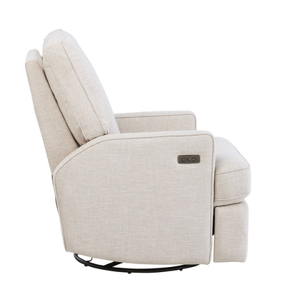 Quinn Electric Recliner Glider Chair with USB in Eggshell