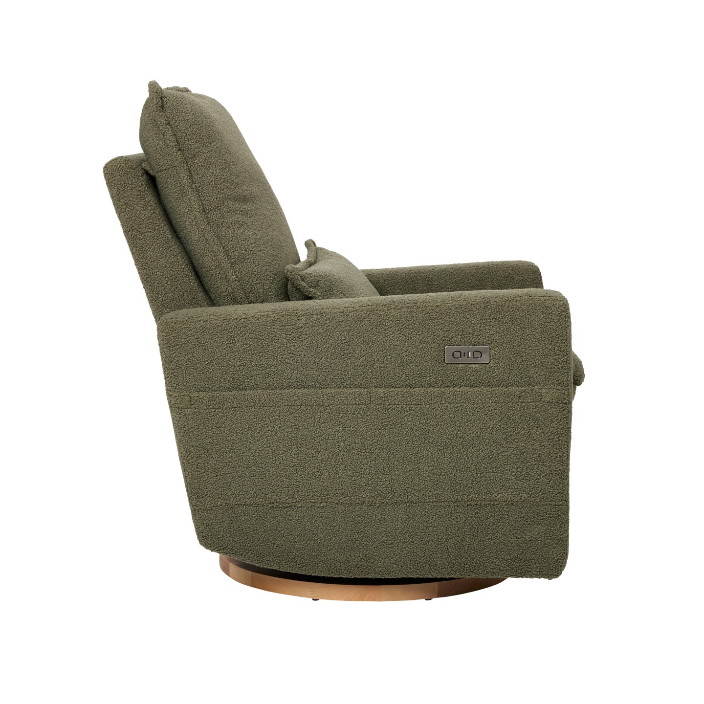 Frankie Electric Recliner Glider Nursery Chair in Olive Teddy