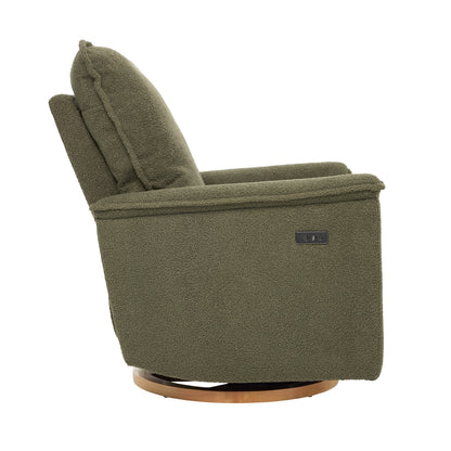 Louie Electric Recliner Glider Nursery Chair in Olive Teddy