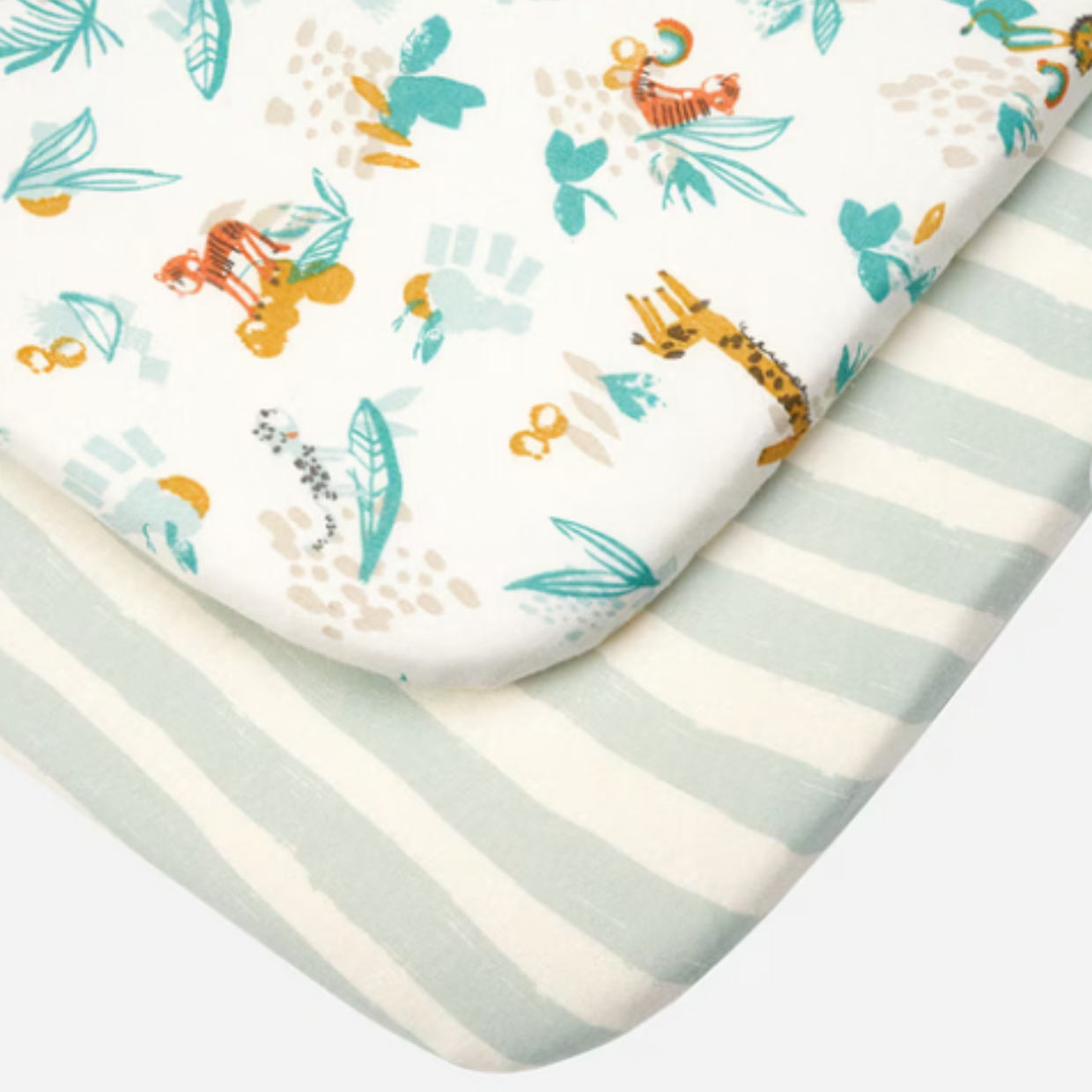 CoZee Bassinet Fitted Sheet Twin Pack in Run Wild