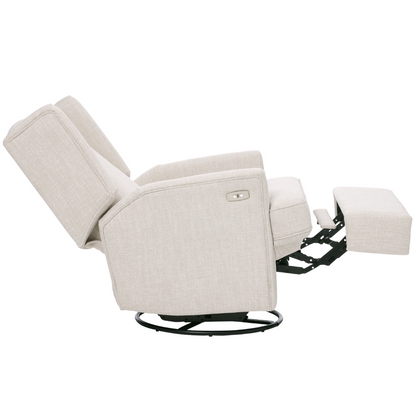 Chelsea Electric Recliner Glider Chair with USB in Egg Shell