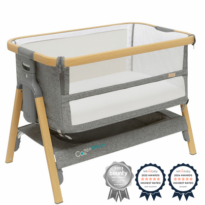 CoZee Breeze Plus Co-sleeping Bassinet with Rocking Legs in Oak Charcoal