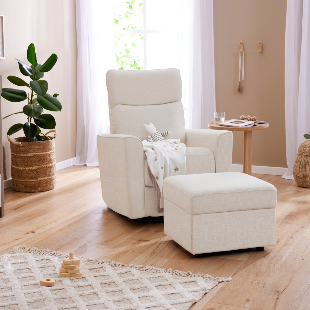 Felix Glider Nursery Chair & Ottoman in Egg Shell