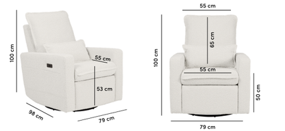 Frankie Electric Recliner Glider Nursery Chair in Vanilla Bouclé