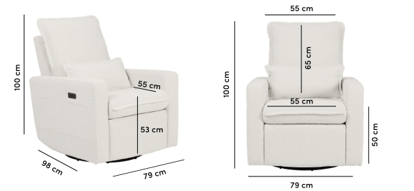 Frankie Electric Recliner Glider Nursery Chair in Vanilla Bouclé