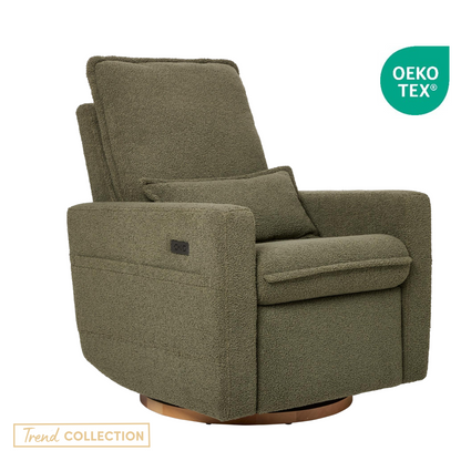 Frankie Electric Recliner Glider Nursery Chair in Olive Teddy